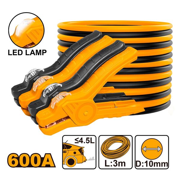 INGCO Καλώδια Μπαταριών 600A Led HBTCP6008L με 12 άτοκες δόσεις