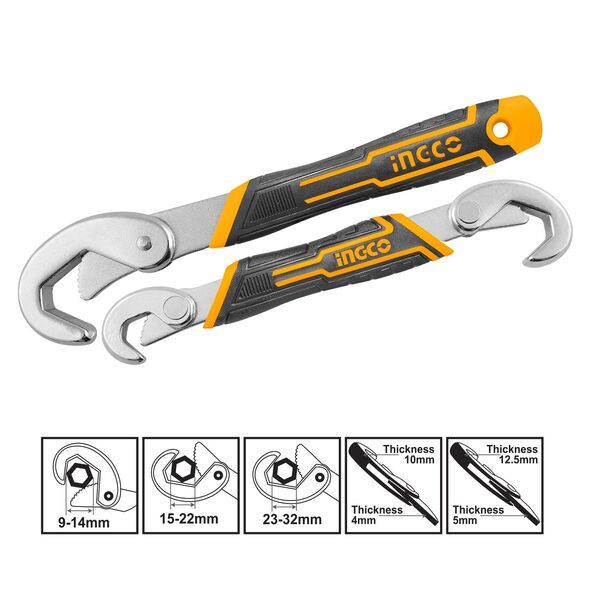 INGCO Πολύκλειδα 9-32mm Σετ 2 τεμ. HBWS110808 με 12 άτοκες δόσεις