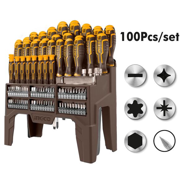 INGCO Κατσαβίδια και Μύτες σε Σταντ Σετ 100 τεμ. HKSD10028 με 12 άτοκες δόσεις
