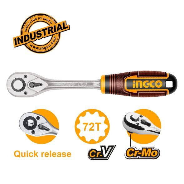 INGCO Καστάνια Ίσια 1/2" 72Τ HRTH0812 με 12 άτοκες δόσεις