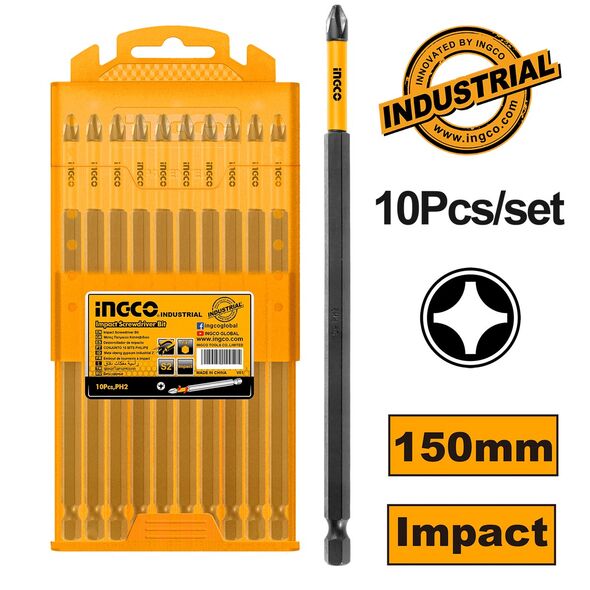 INGCO Κατσαβιδόμυτες 1/4" PH2x150mm 10 τεμ. SDBIM11PH263 με 12 άτοκες δόσεις
