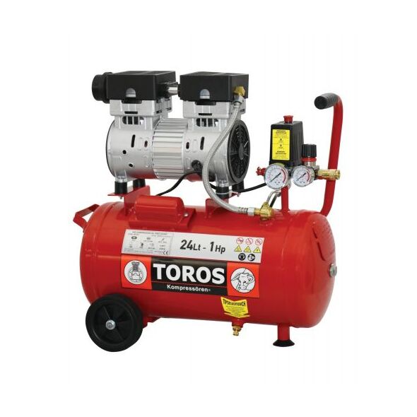 Toros Αεροσυμπιεστης 24lt/1hp Oilfree Χαμ. Θορυβου έως 12 Άτοκες Δόσεις