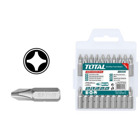 TOTAL ΜΥΤΕΣ ΣΤΑΥΡΟΥ ΜΑΓΝΗΤΙΚΕΣ PH2 25mm 20ΤΕΜ (TAC16PH213) ως 12 Άτοκες Δόσεις